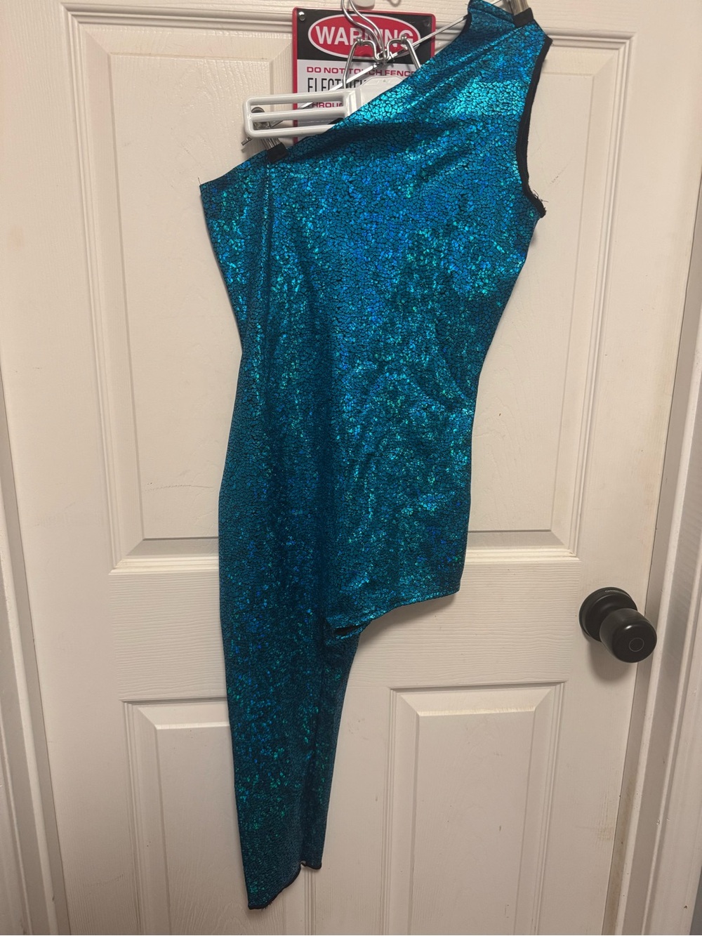Teal One-Shoulder Sequin Jumpsuit
